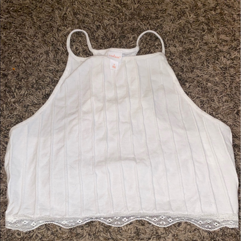 white cropped tank top